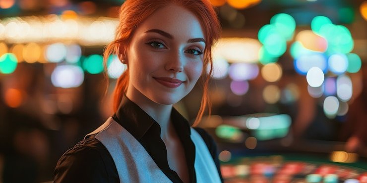 Pemain yang menggunakan aplikasi taruhan olahraga di ponsel dengan pencahayaan warna neon pink
